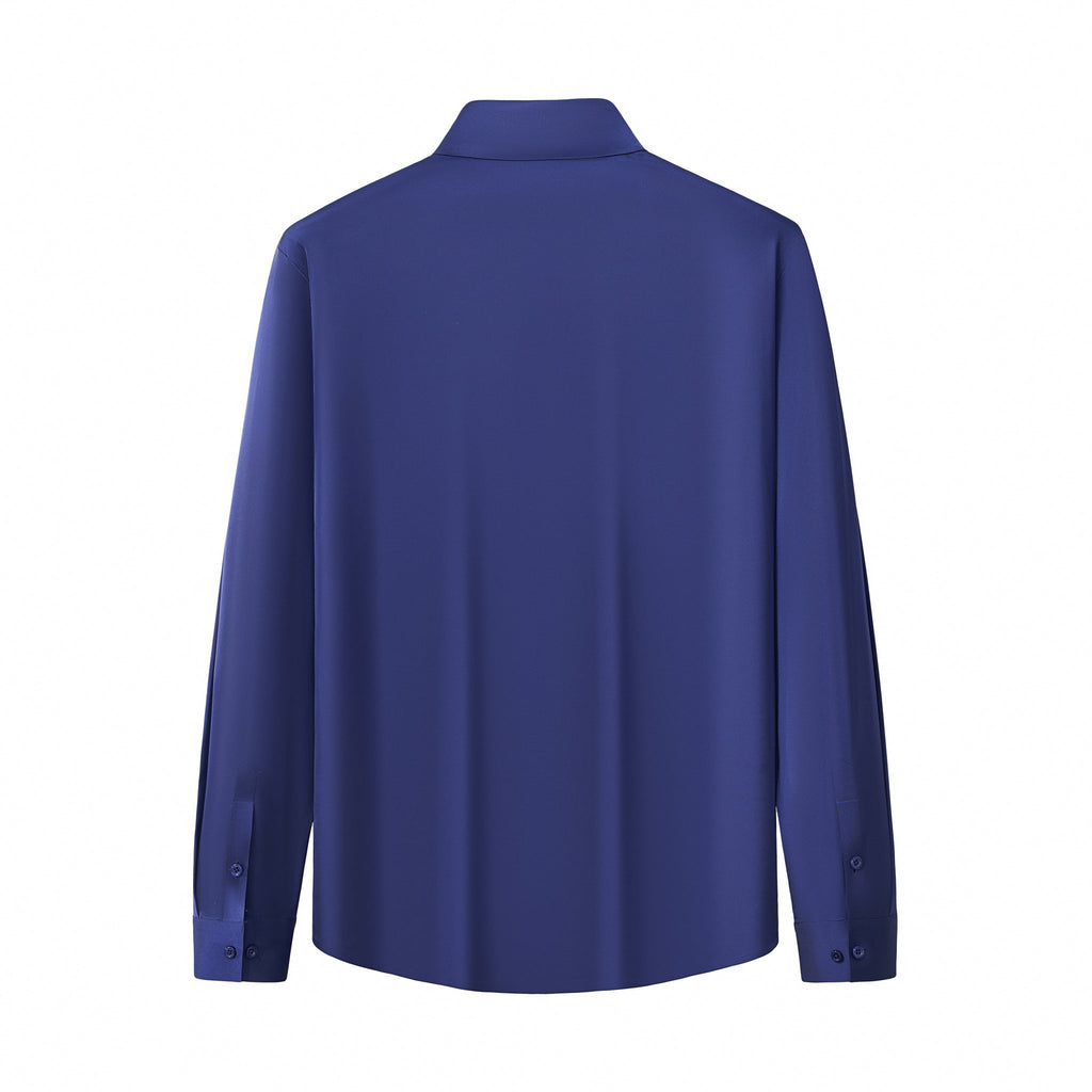 SIGNATURE SATIN STITCHLESS LS Shirt NAVY