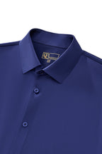 SIGNATURE SATIN STITCHLESS LS Shirt NAVY