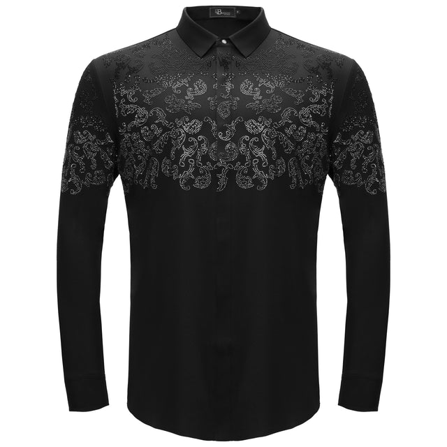 Barocco Nightfall Crest Men's Shirt - Black/Gun Silver