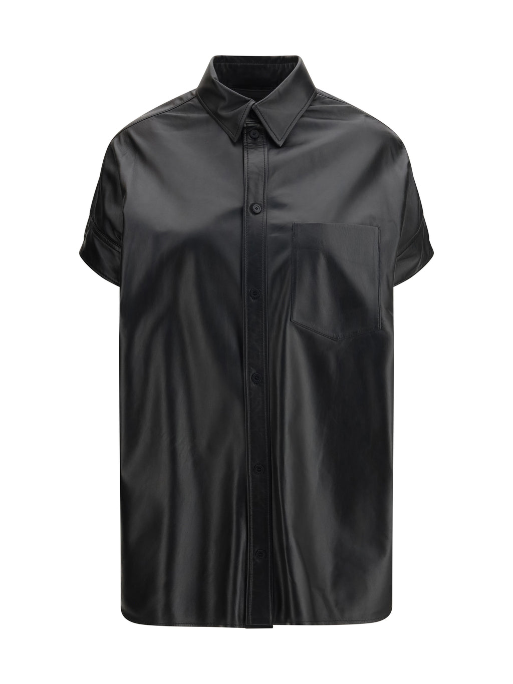 Balenciaga Tucked Sleeves Lambskin Shirt
