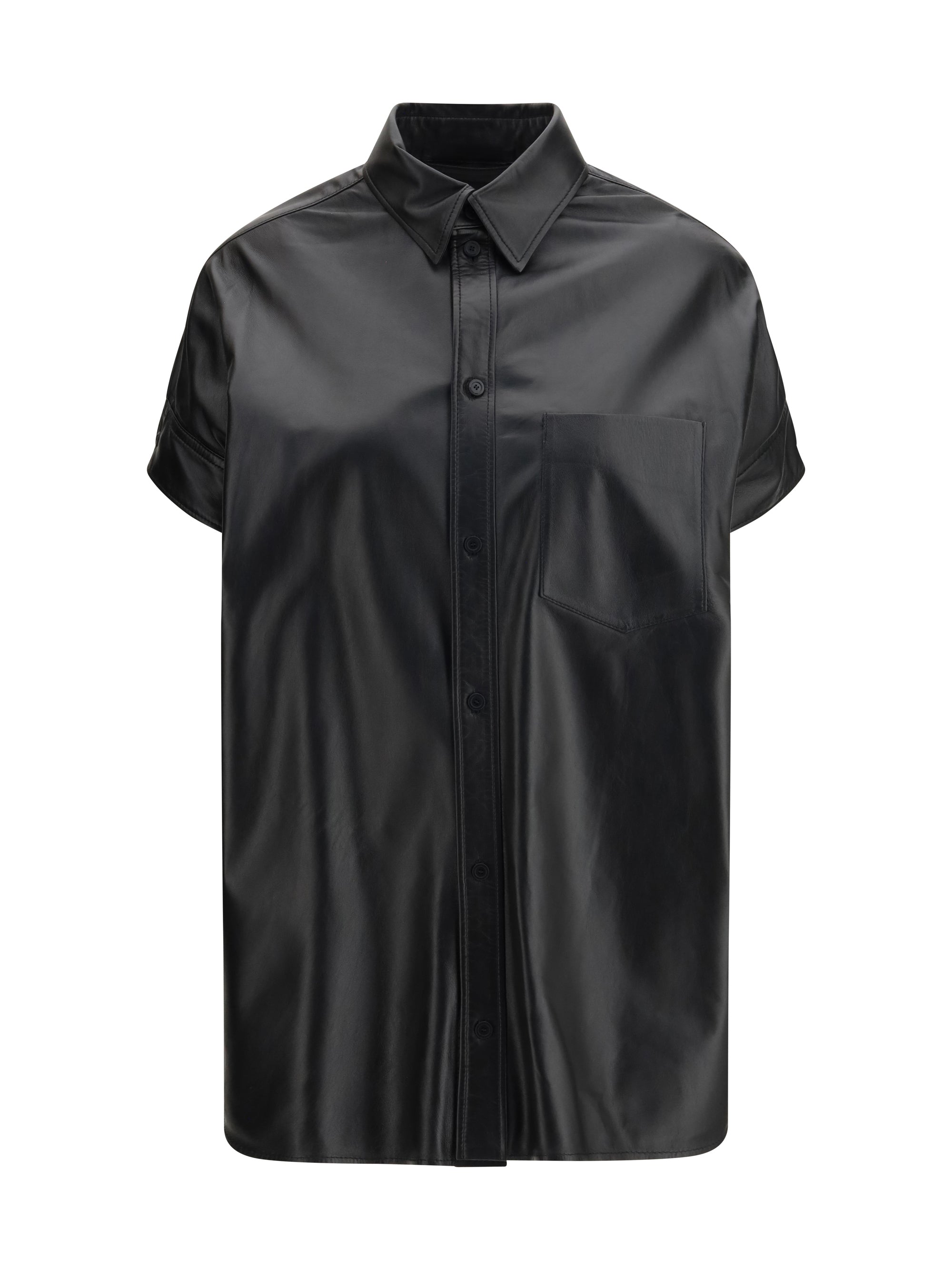 Balenciaga Tucked Sleeves Lambskin Shirt