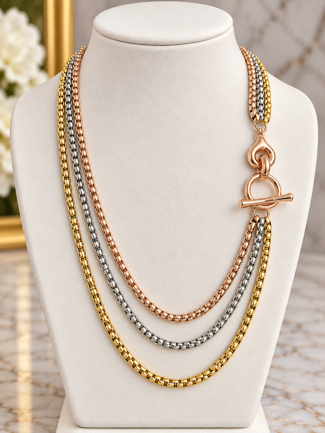 Verona 3 tones layer necklace