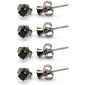 Cubic Zirconia Square Black Stud Earrings Set Of 4 Stainless Steel Jewelry Men Women