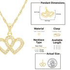 Cubic Zirconia 14K Gold Filled Connected Hearts Pendant Necklace Set