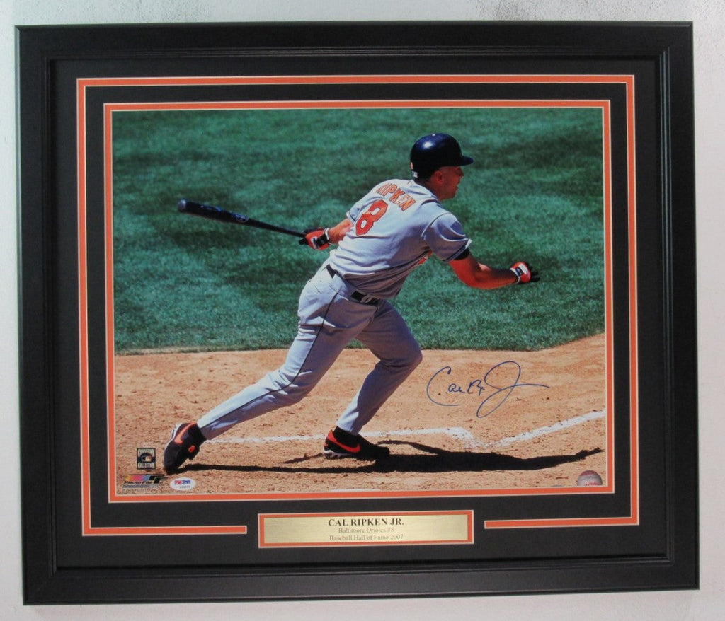 Cal Ripken Jr. HOF Autographed 16x20 Photo Orioles Framed PSA/DNA 180108