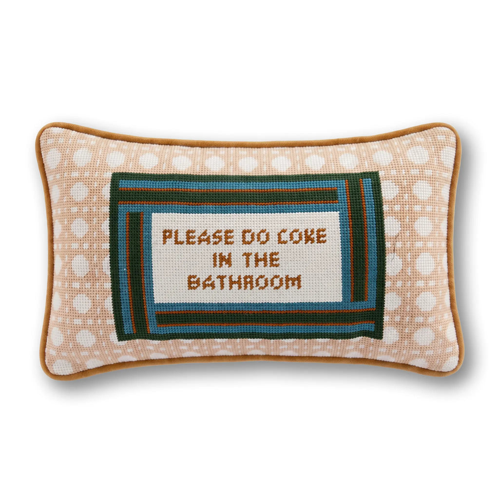 Bathroom Etiquette Needlepoint Pillow