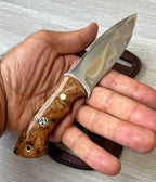 Hunting Knife 1095 Carbon Steel and Walnut Wood Handle -Blacksmith Made Camping Knife - Bushcraft Knife - Survival Knife with Sheath
