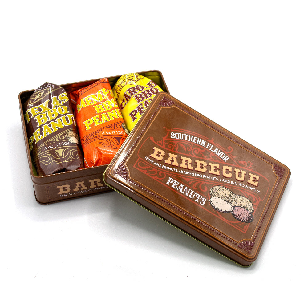 Southern BBQ Peanuts Gift Tin – 3 Gourmet Flavors