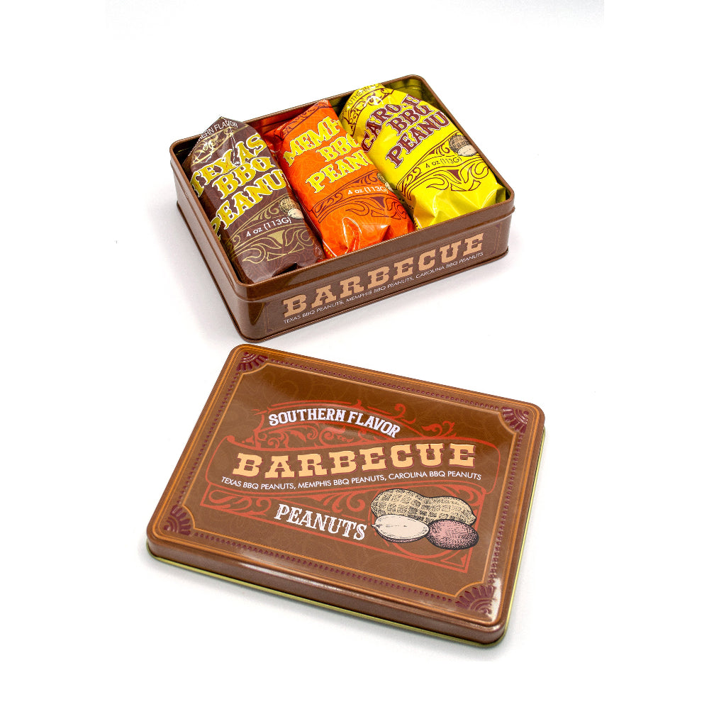 Southern BBQ Peanuts Gift Tin – 3 Gourmet Flavors