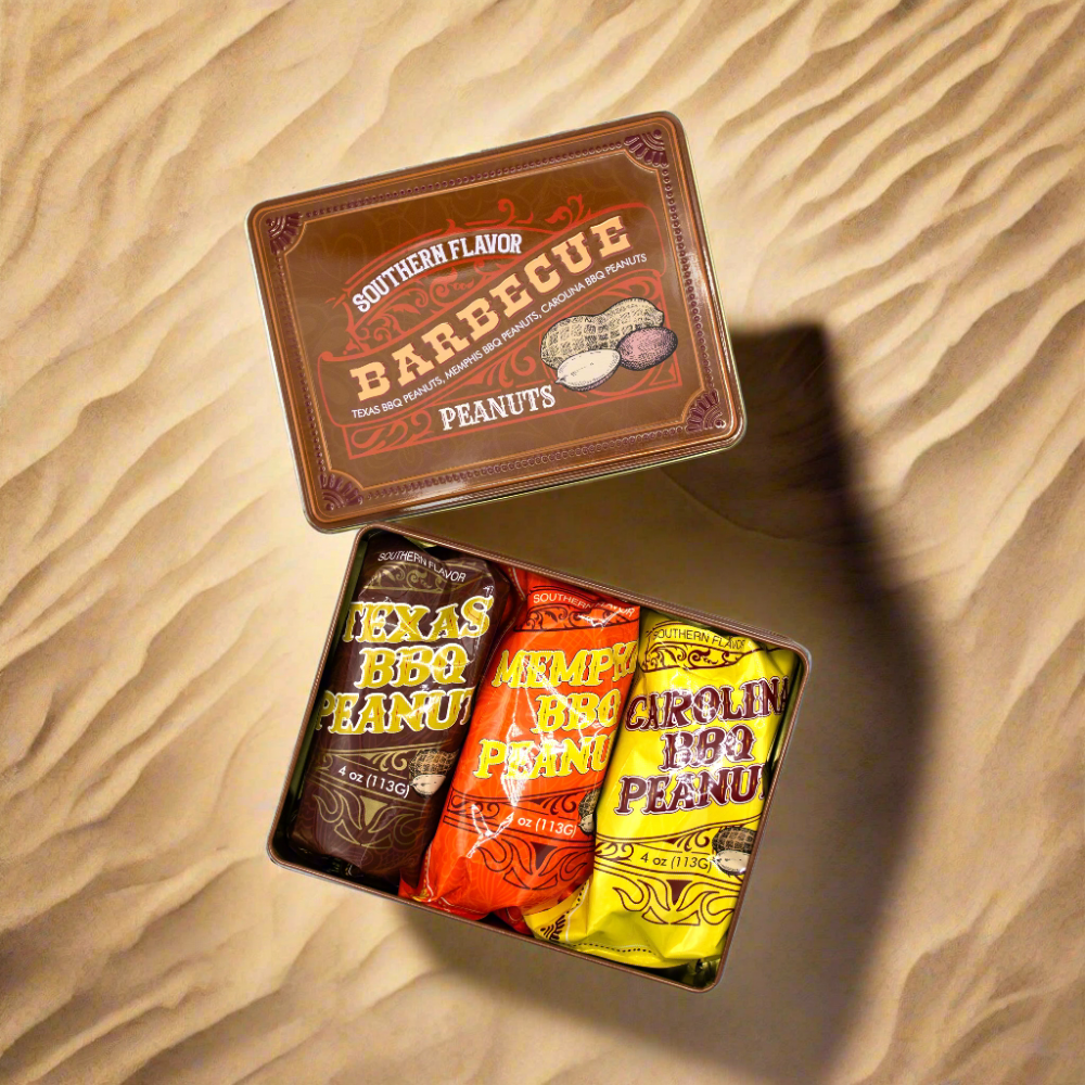 Southern BBQ Peanuts Gift Tin – 3 Gourmet Flavors