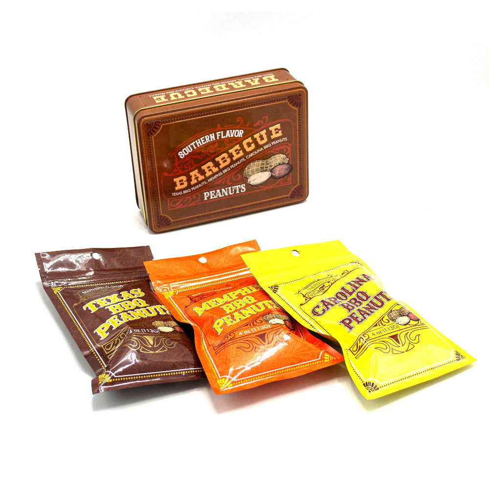 Southern BBQ Peanuts Gift Tin – 3 Gourmet Flavors