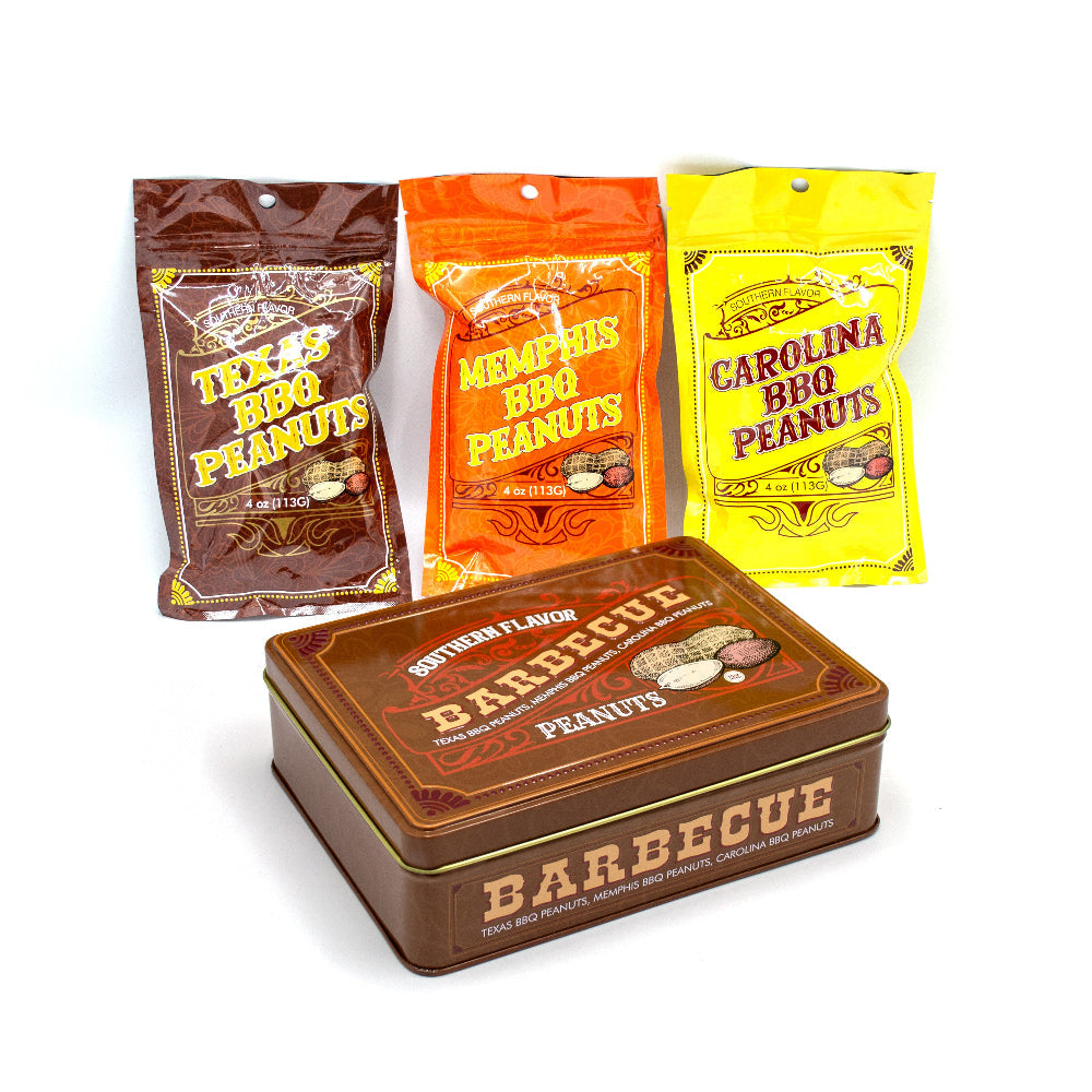 Southern BBQ Peanuts Gift Tin – 3 Gourmet Flavors