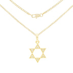 Cubic Zirconia Star Of David Pendant 14K Gold Filled Necklace Set