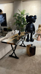 Resin Live Edge Console Table Made of Linden Wood - Foyer Table- Entryway Table