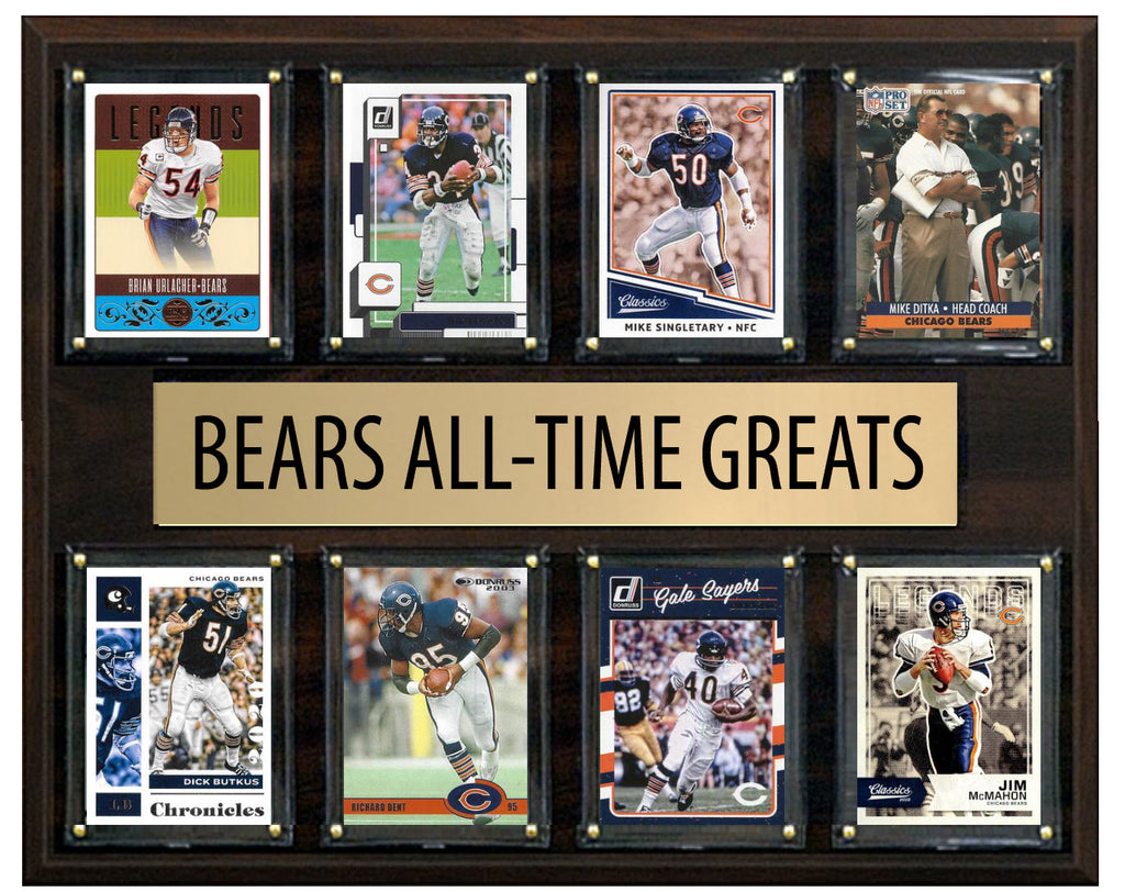 Chicago Bears All Time Greats Legends Plaque 8 Cards Walter Payton Gale Sayers Butkus Ditka