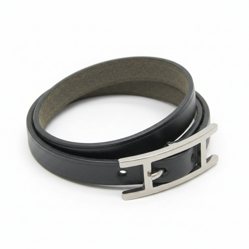 Hermès Hapi · 4-Row Leather Wrap Bangle