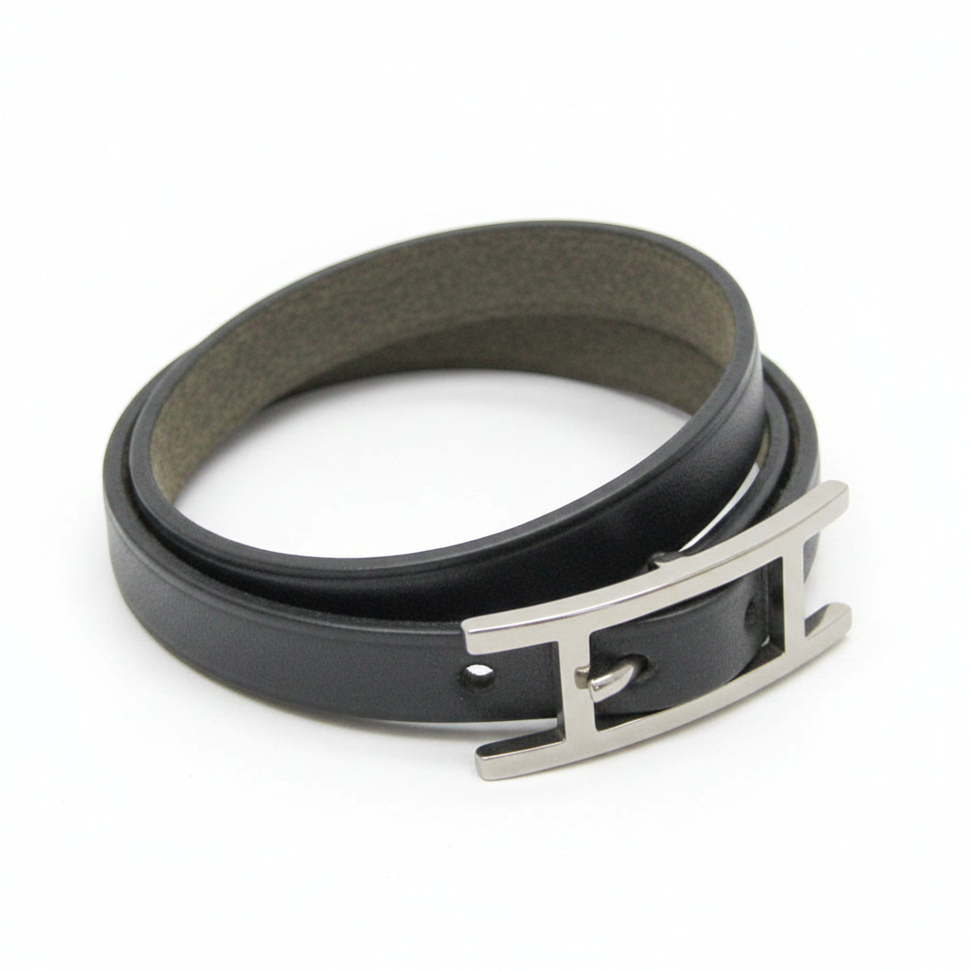 Hermès Hapi · 4-Row Leather Wrap Bangle