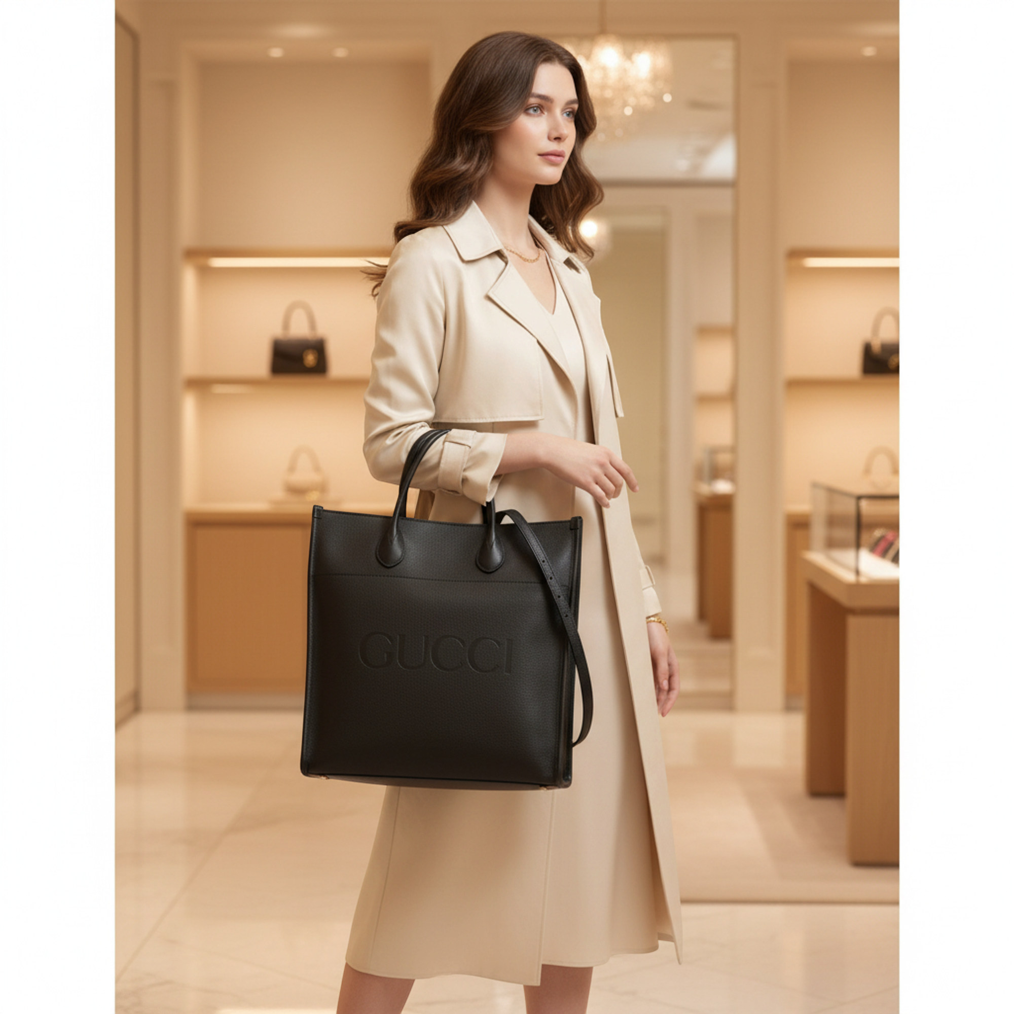 Gucci Logo Medium Tote · Leather