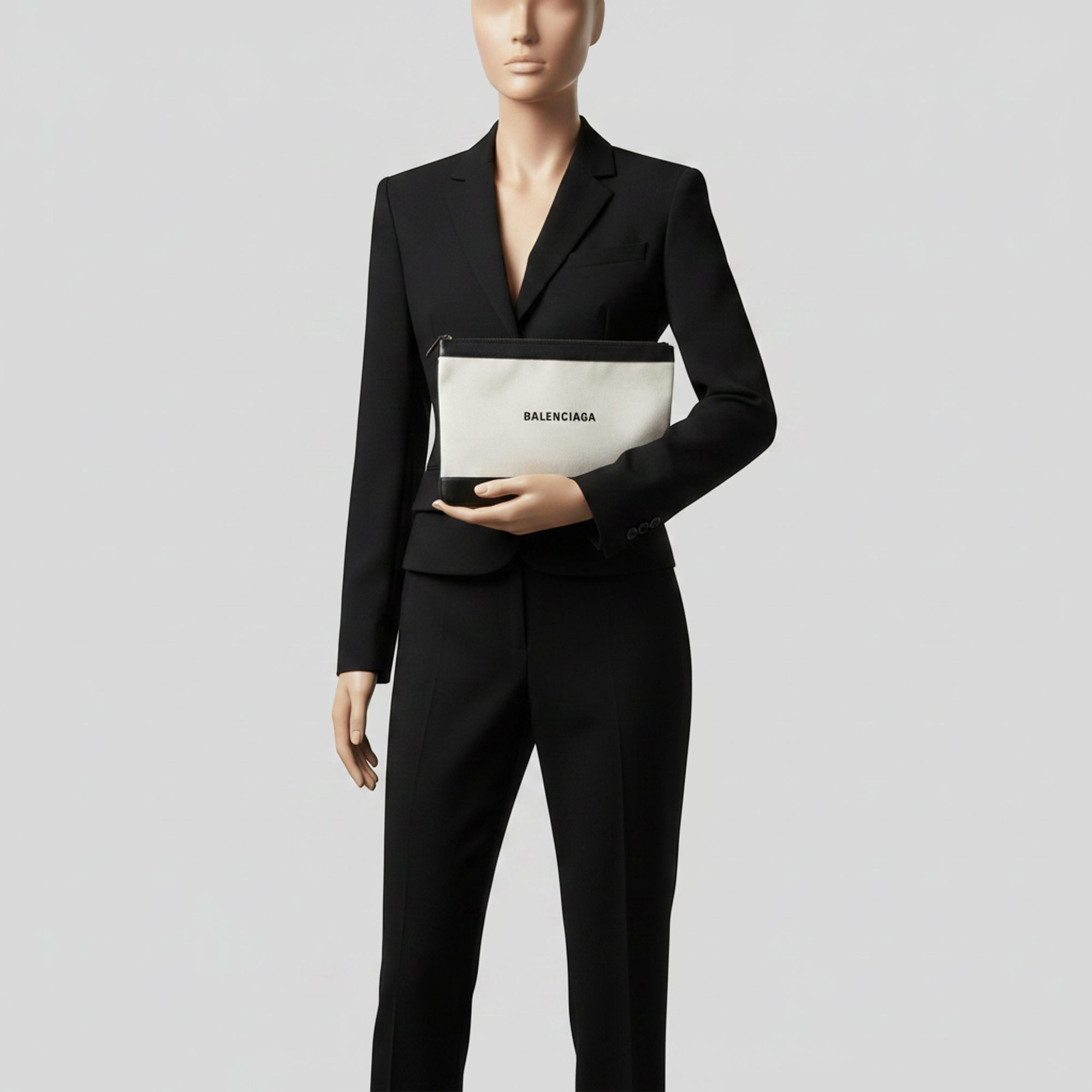 Balenciaga Navy Clip · Canvas Clutch