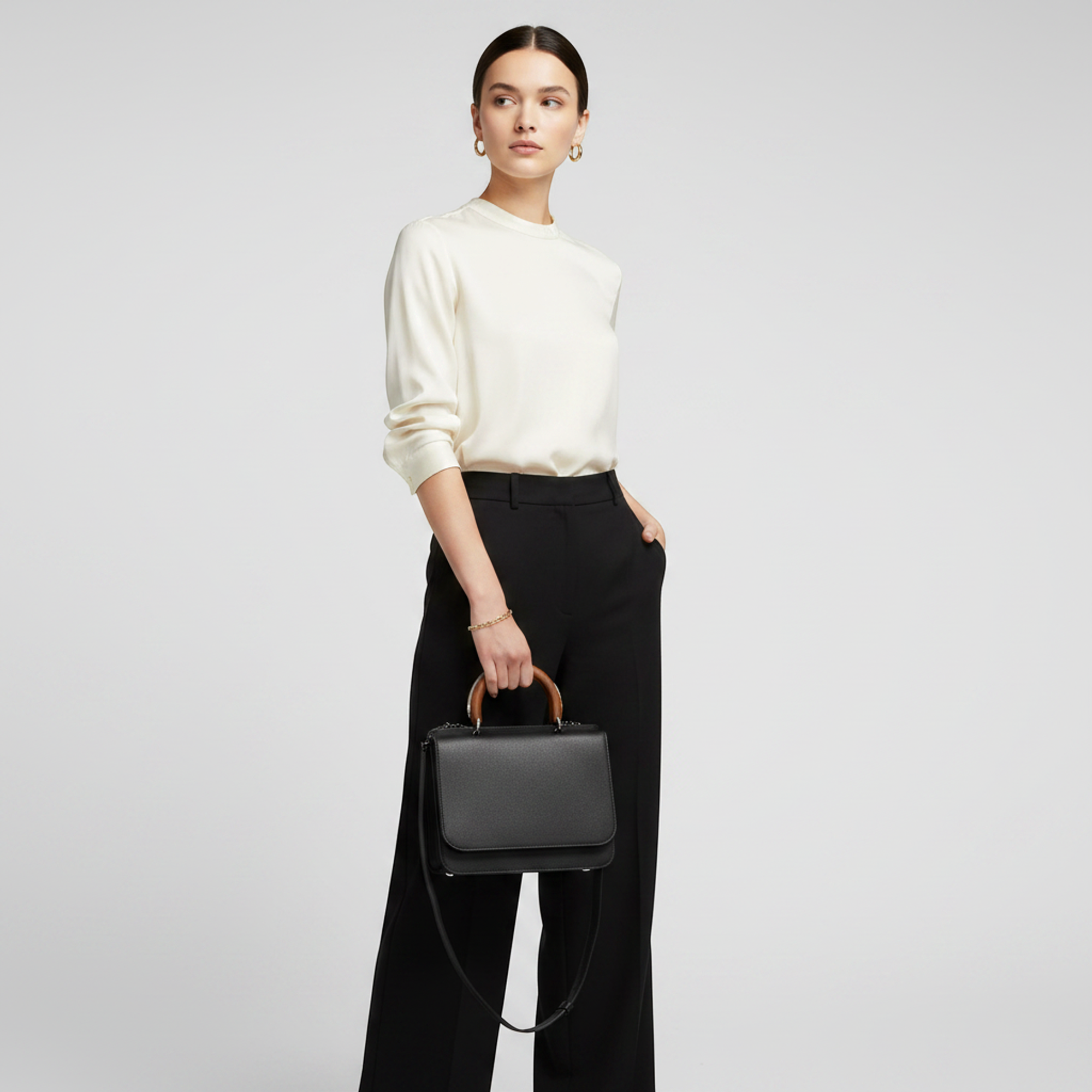 Max Mara Wooden Handle Flap Bag