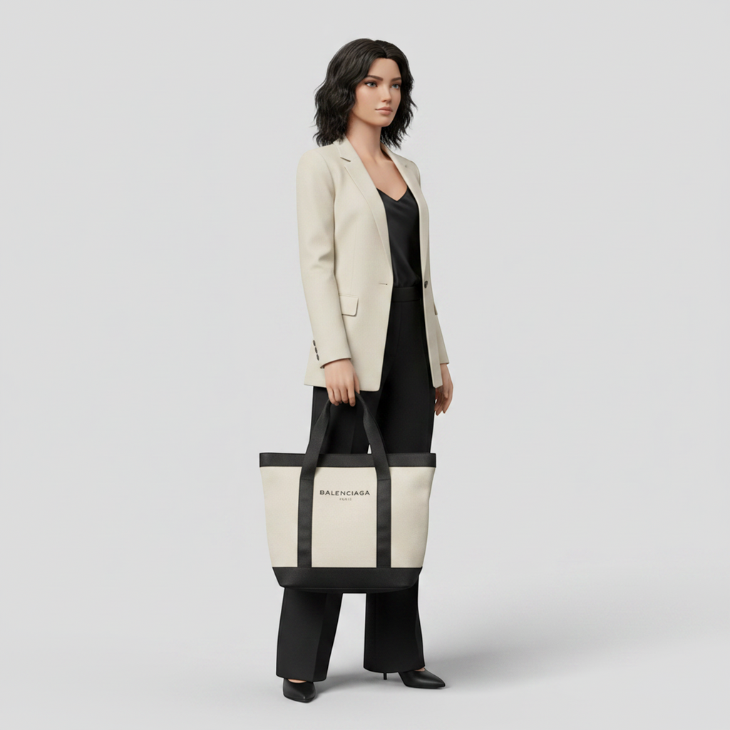 Balenciaga Navy Tote · Canvas