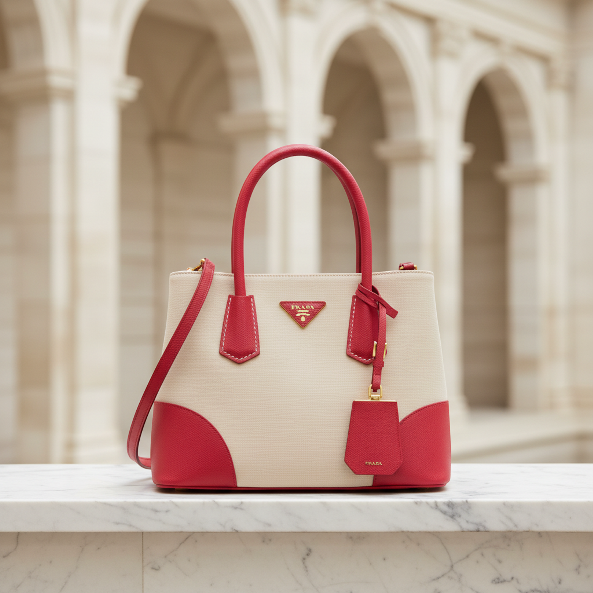 Prada Canvas & Leather Shoulder Bag