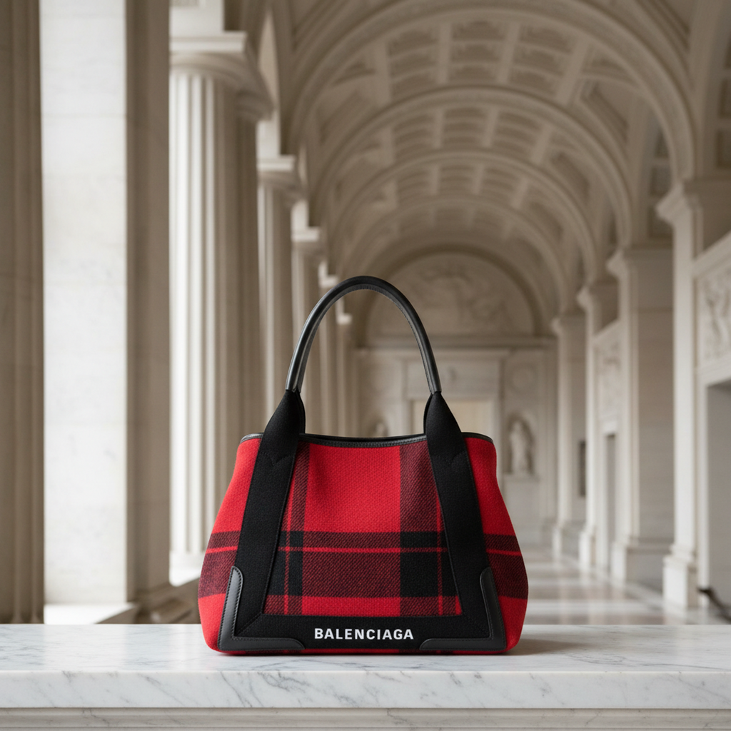 Balenciaga Navy Cabas S · Wool Felt