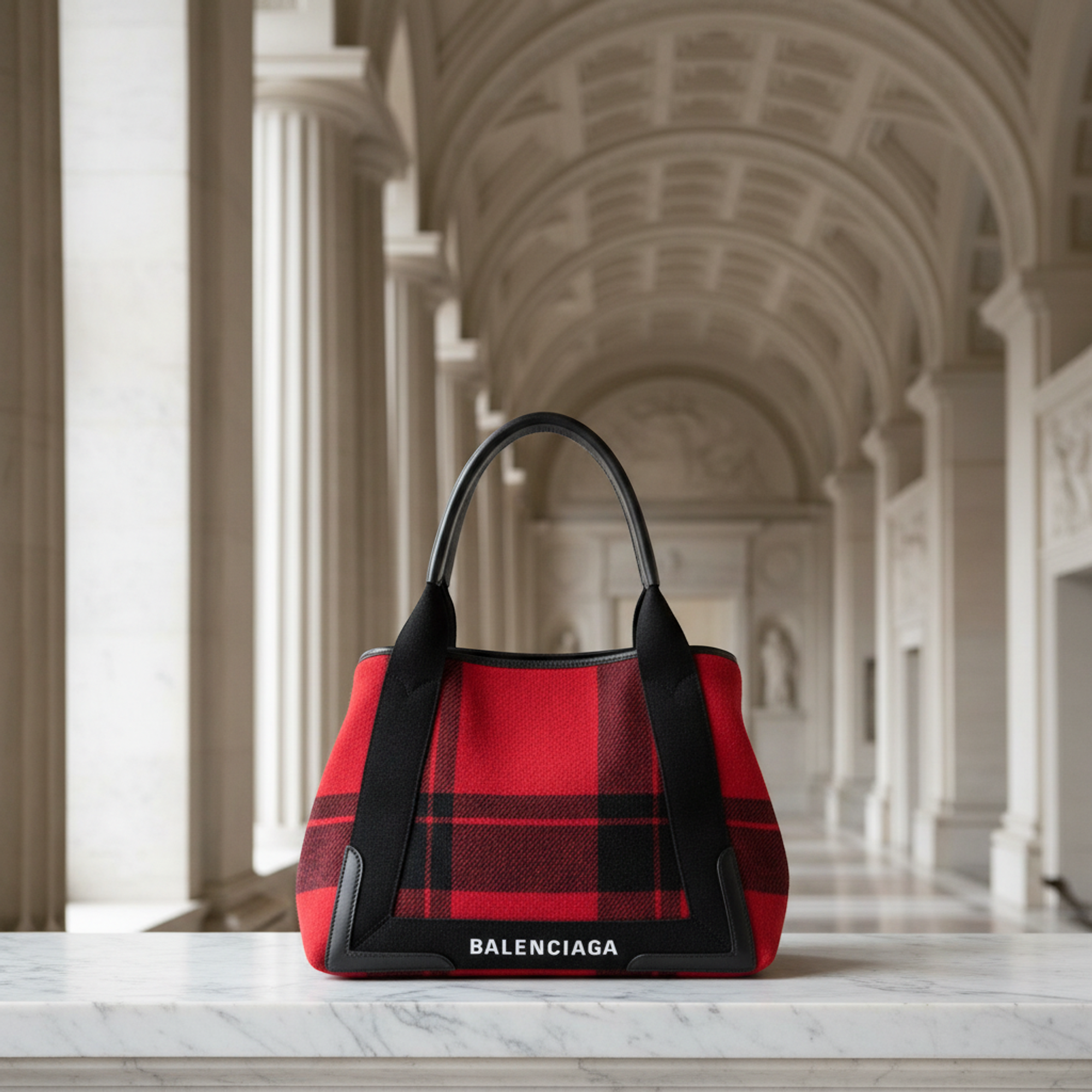Balenciaga Navy Cabas S · Wool Felt