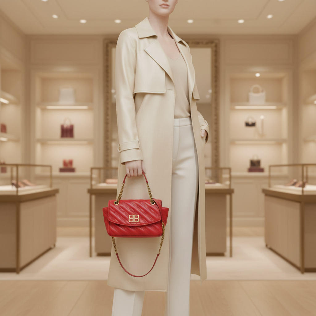 Balenciaga BB Logo · Leather Shoulder Bag