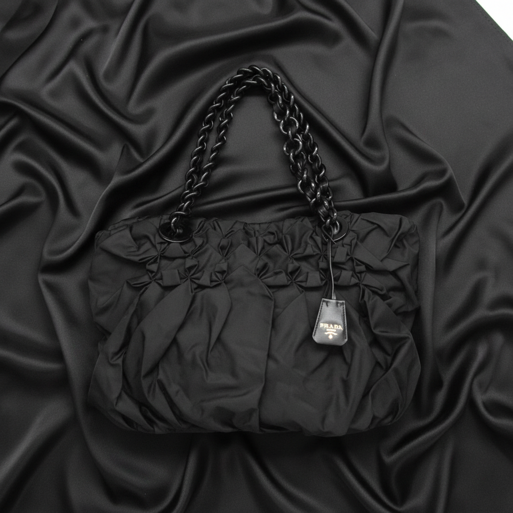 Prada Ruffled Chain · Nylon Tote