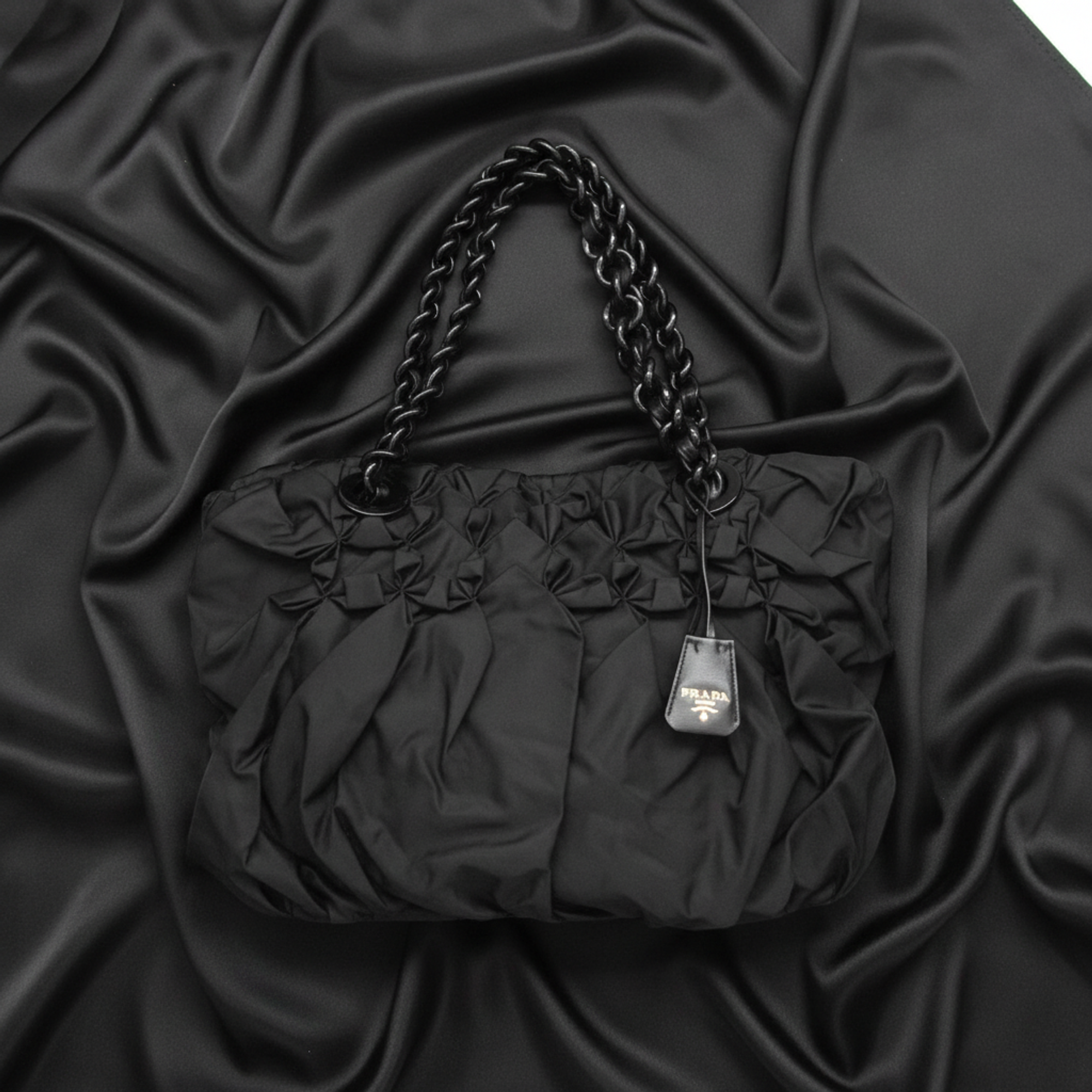 Prada Ruffled Chain · Nylon Tote