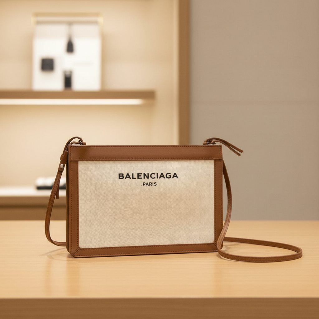 Balenciaga Navy Pochette · Canvas