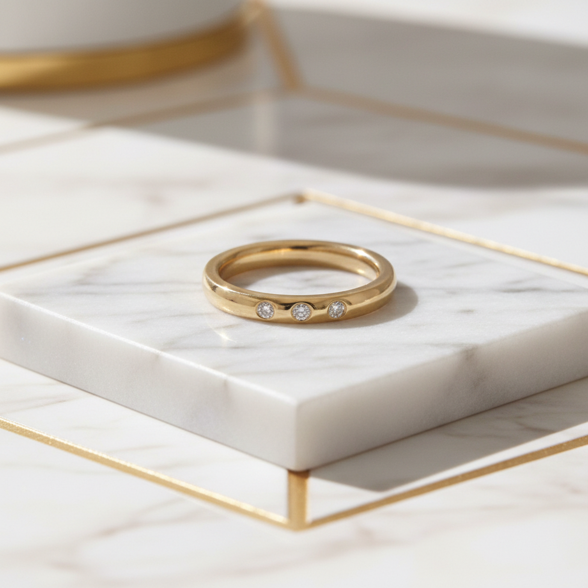 Tiffany Stacking Band · 3 Diamond · Rose Gold