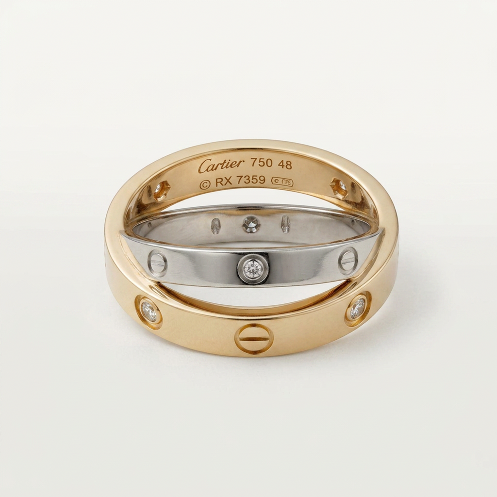Cartier Be Love · Half Diamond · Two-Tone Gold