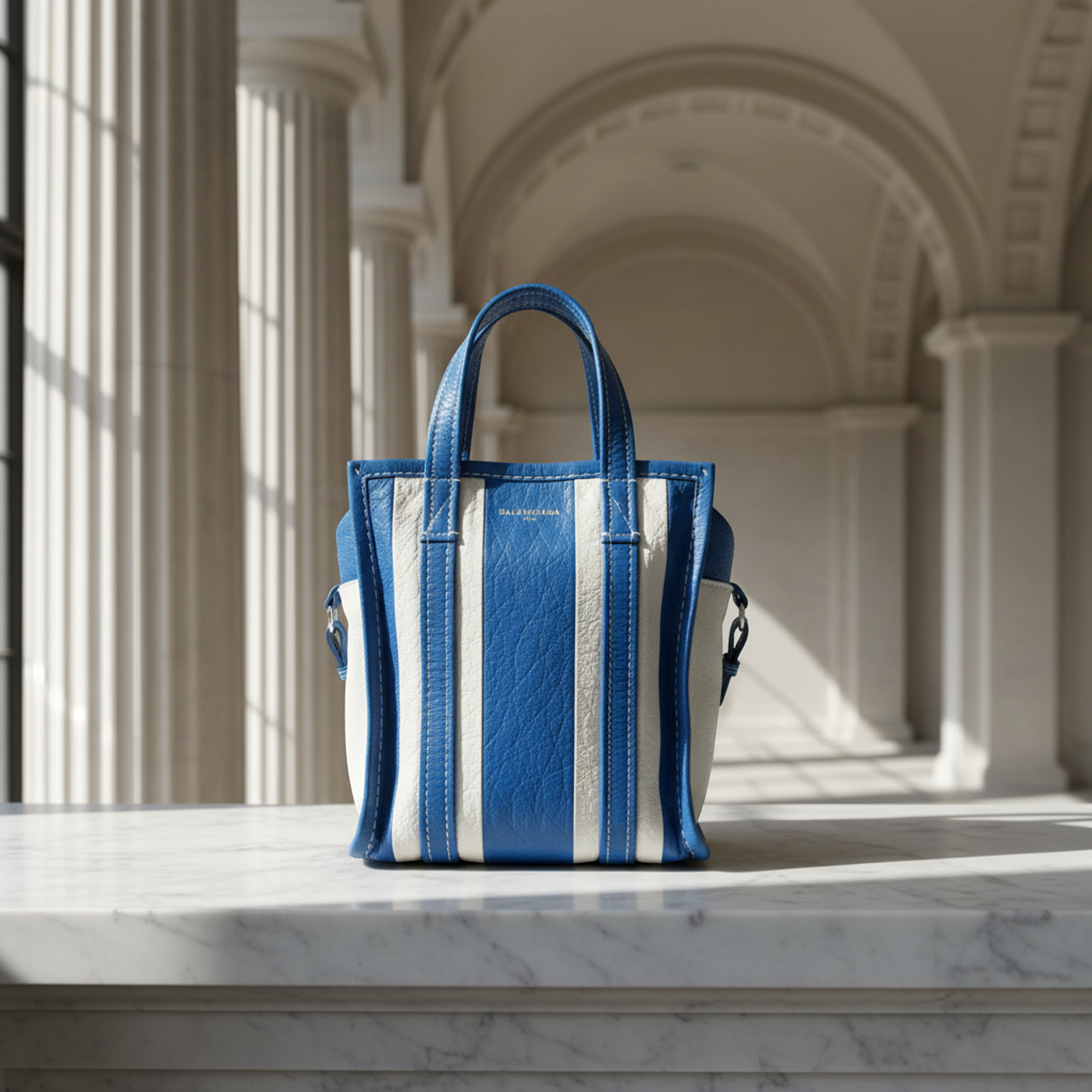 Balenciaga Bazar Shopper XS · Striped Leather