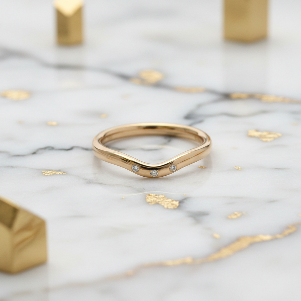Tiffany Curved Band · Rose Gold · Diamond