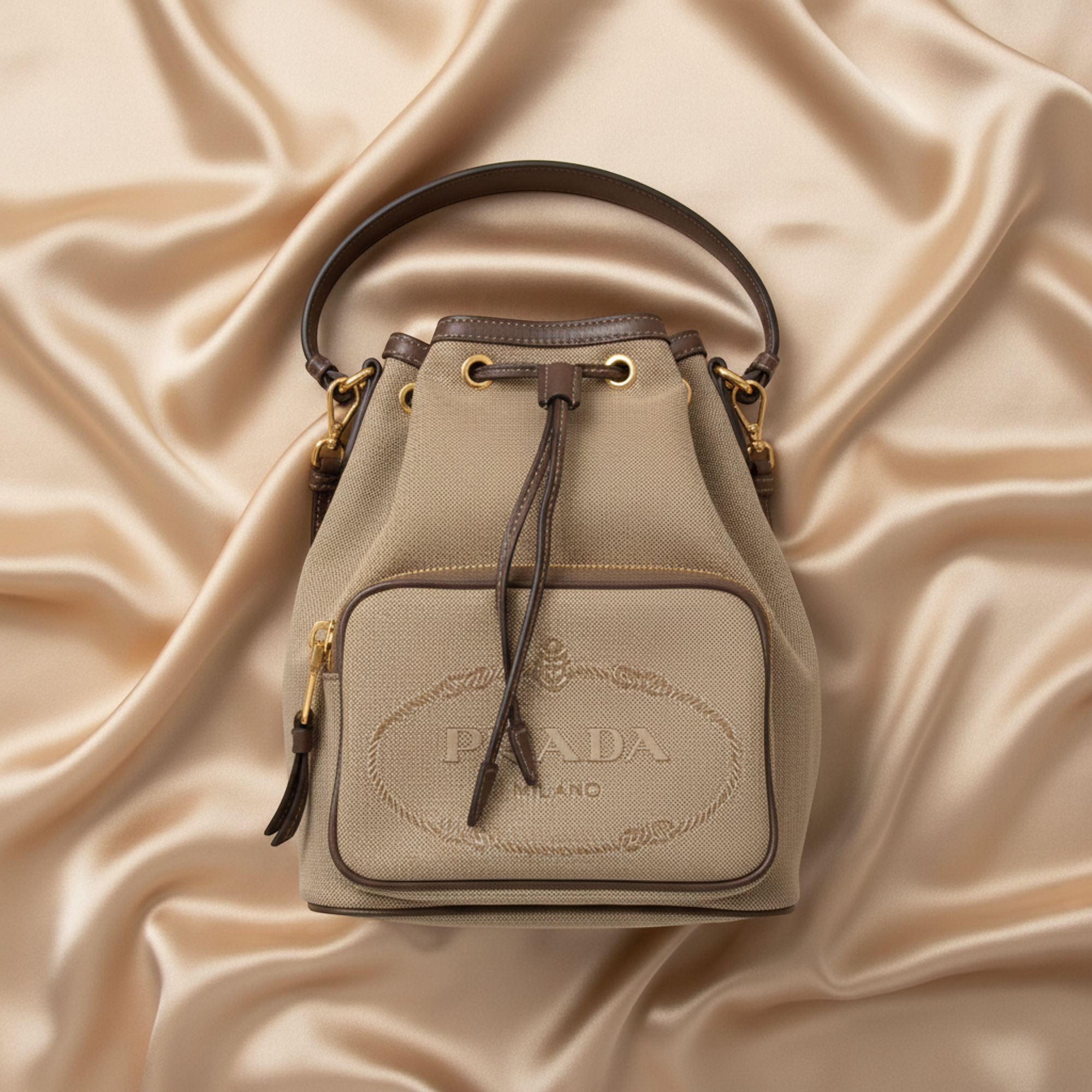Prada Logo Jacquard · Drawstring Bag