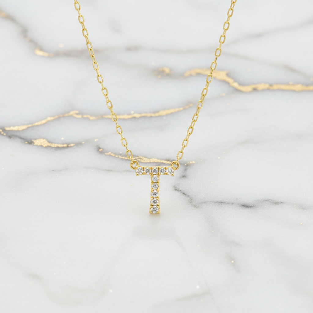 AHKAH Initial · T Diamond · 18K Yellow Gold