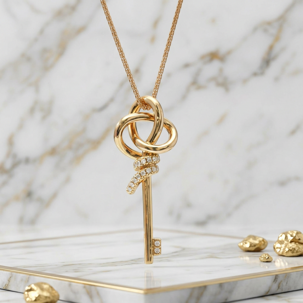 Tiffany Knot Key · 18K White Gold · Diamond