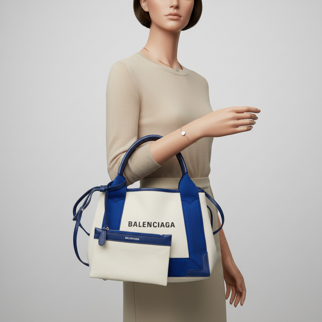 Balenciaga Navy Cabas XS · Canvas