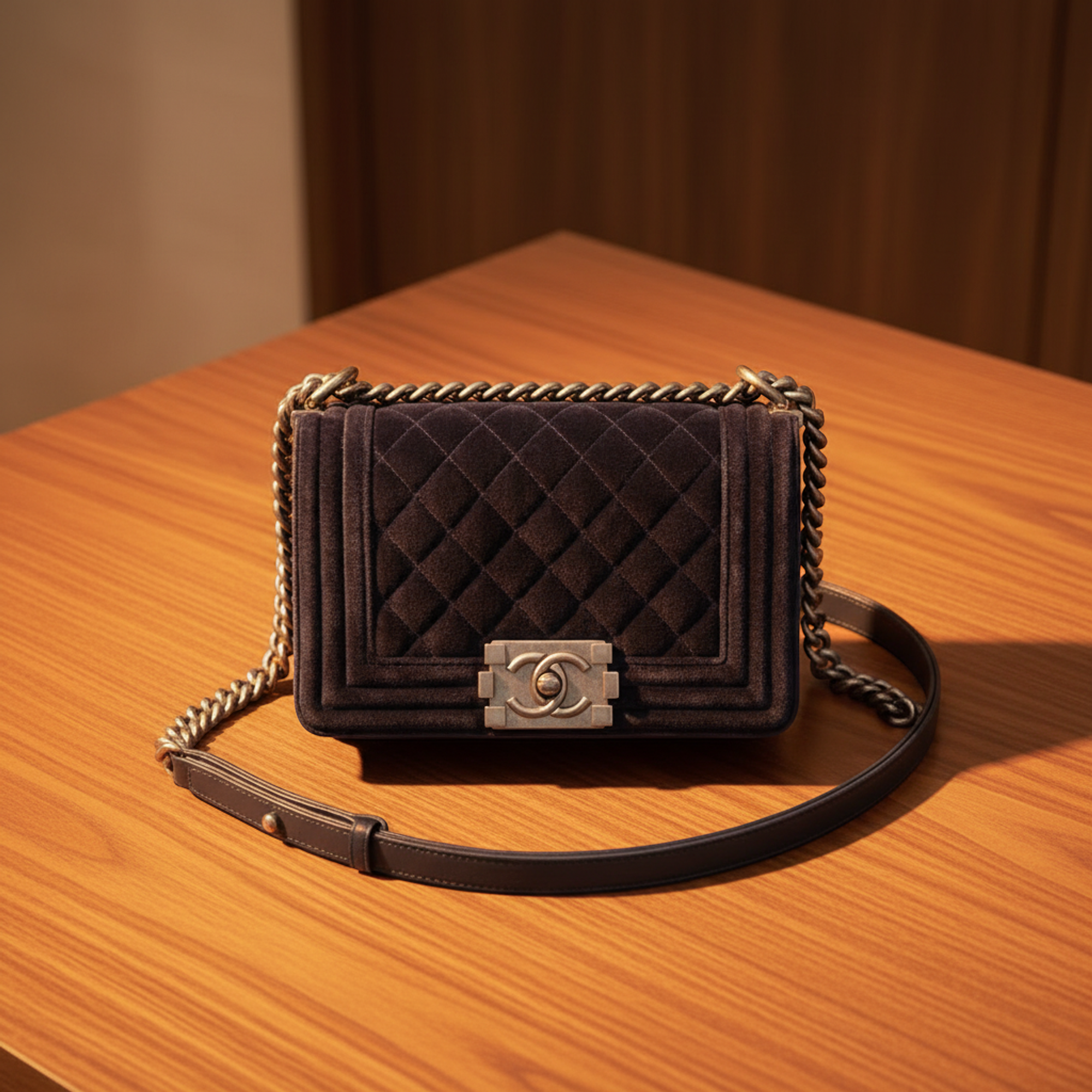 Chanel Boy · Velvet · Chain Shoulder Bag