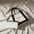 Balenciaga Navy Cabas S · Canvas & Leather