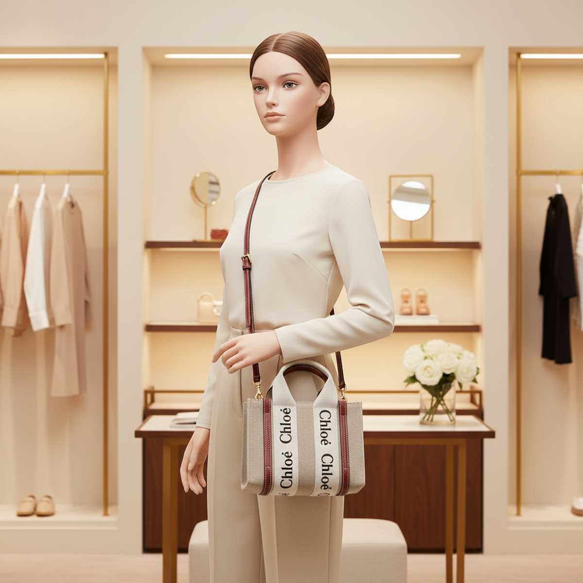 Chloé Woody Mini · Linen & Leather