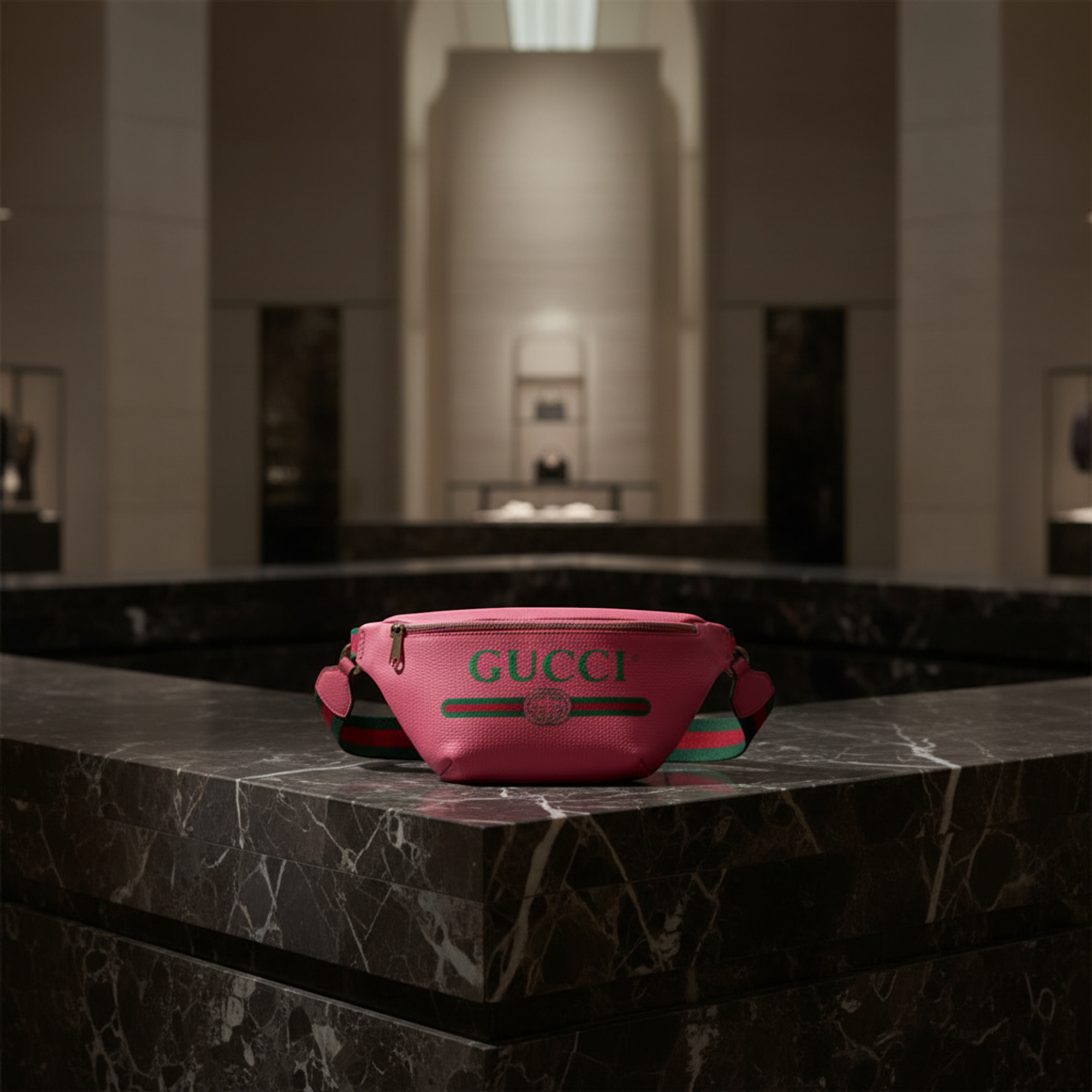 Gucci Logo Print · Leather Belt Bag
