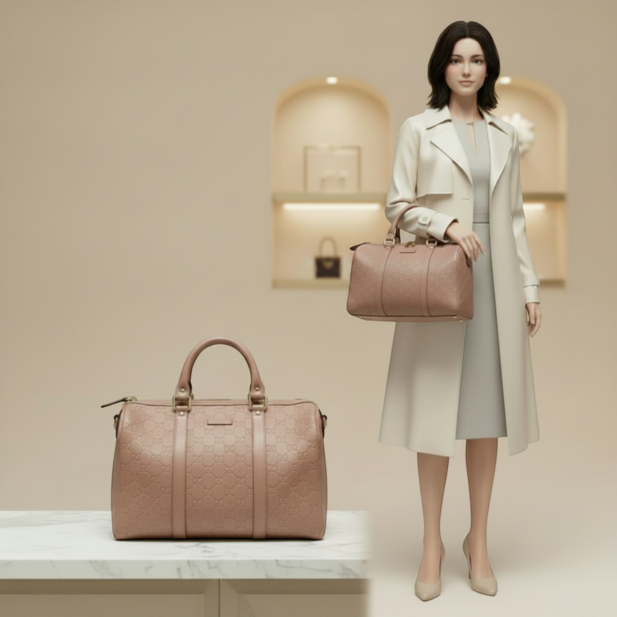 Gucci Guccissima · Boston Bag · Blush Leather