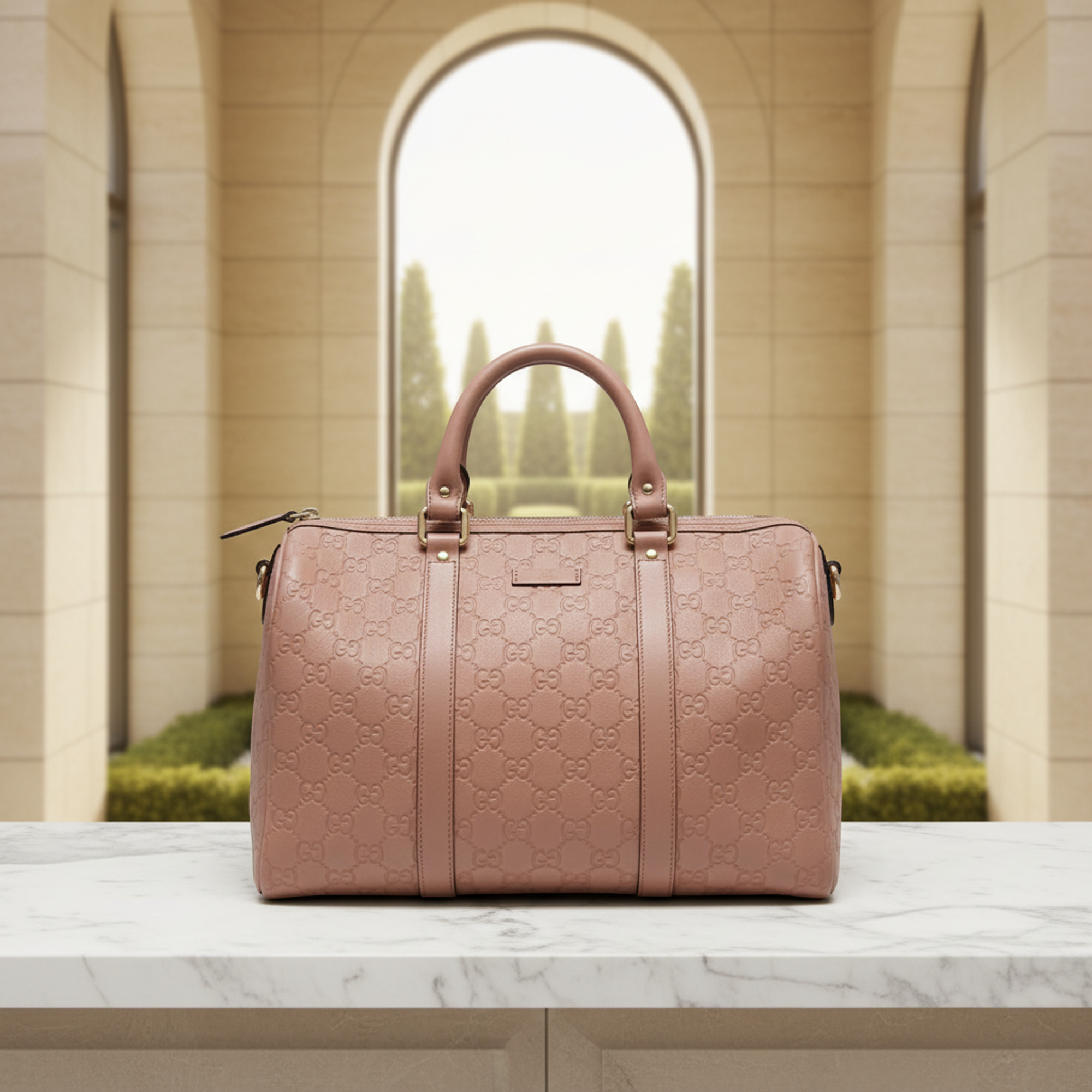Gucci Guccissima · Boston Bag · Blush Leather