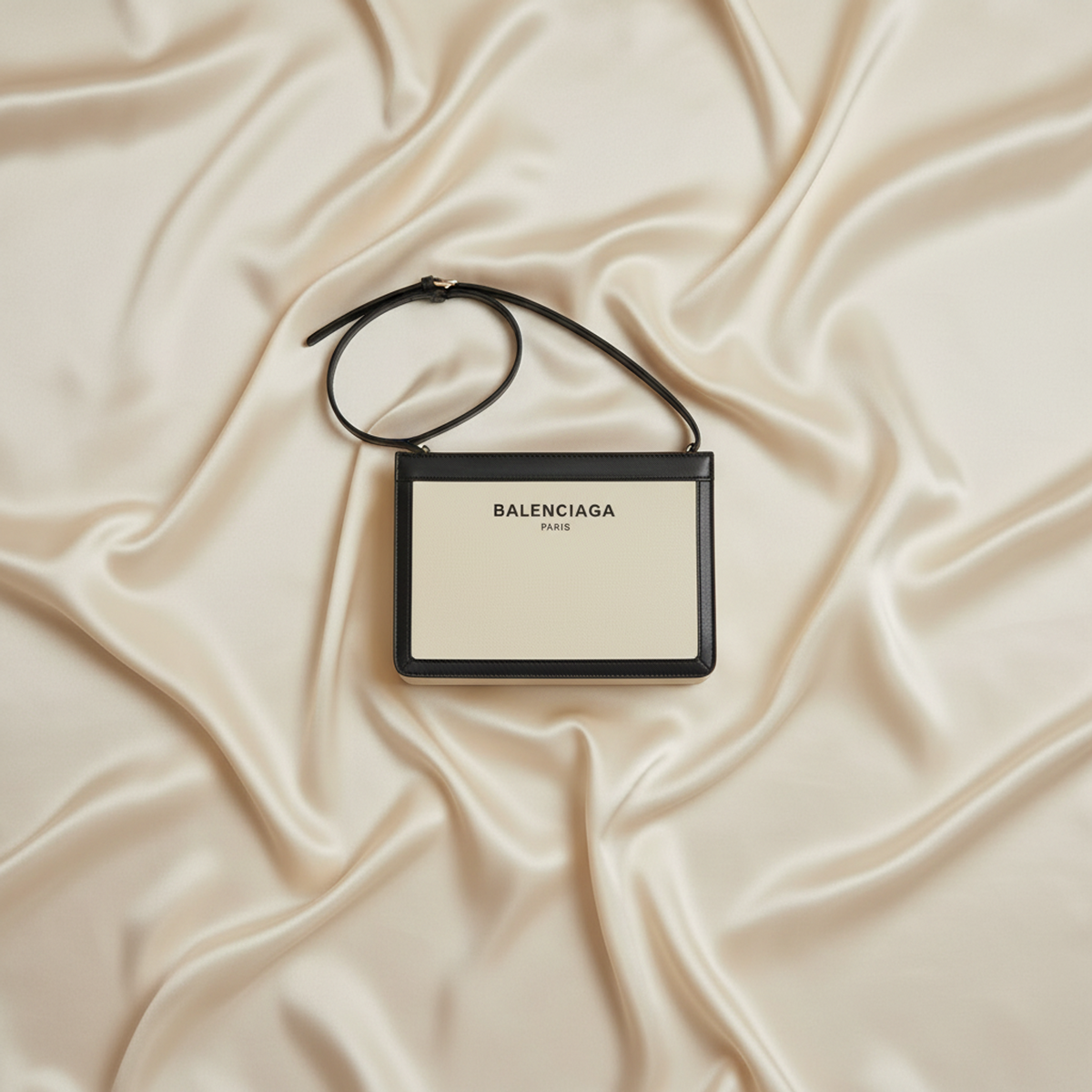 Balenciaga Navy Pochette · Canvas & Leather