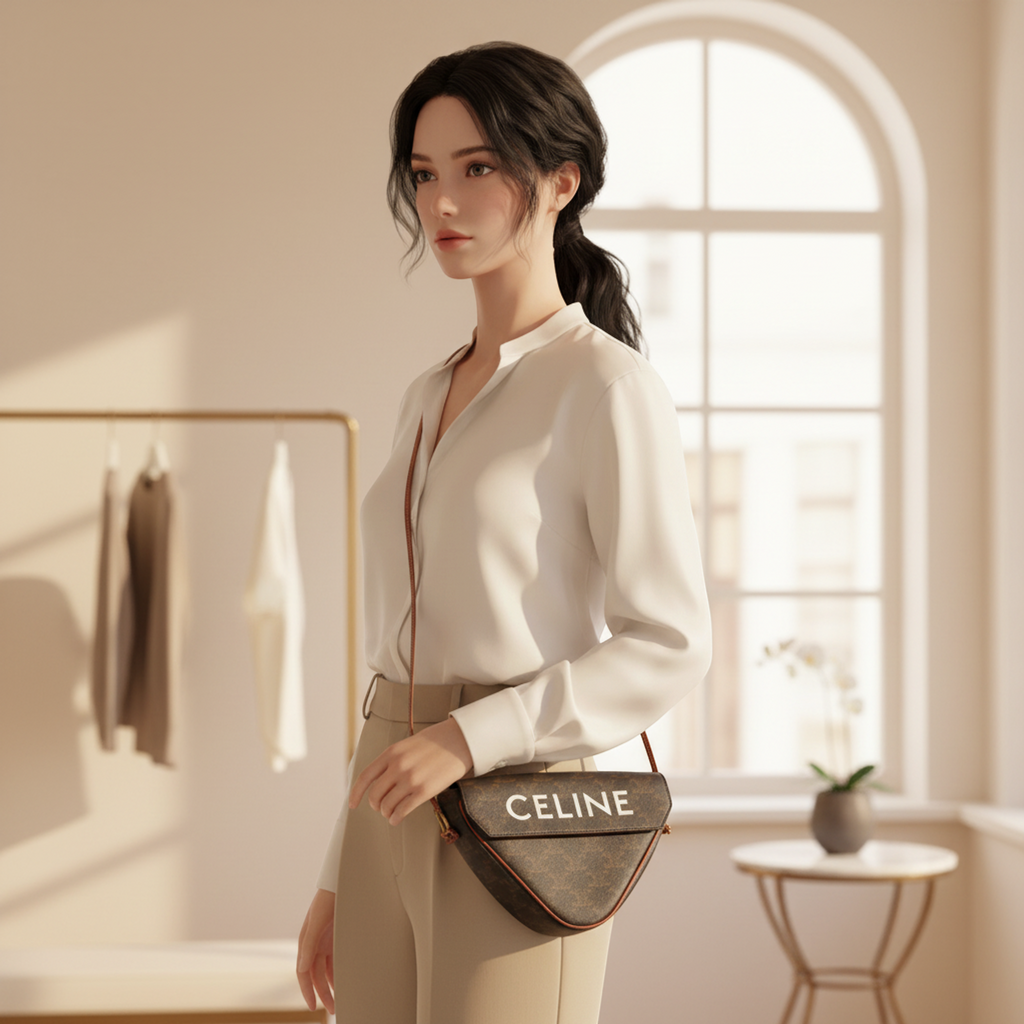 Celine Triomphe Triangle · Coated Canvas