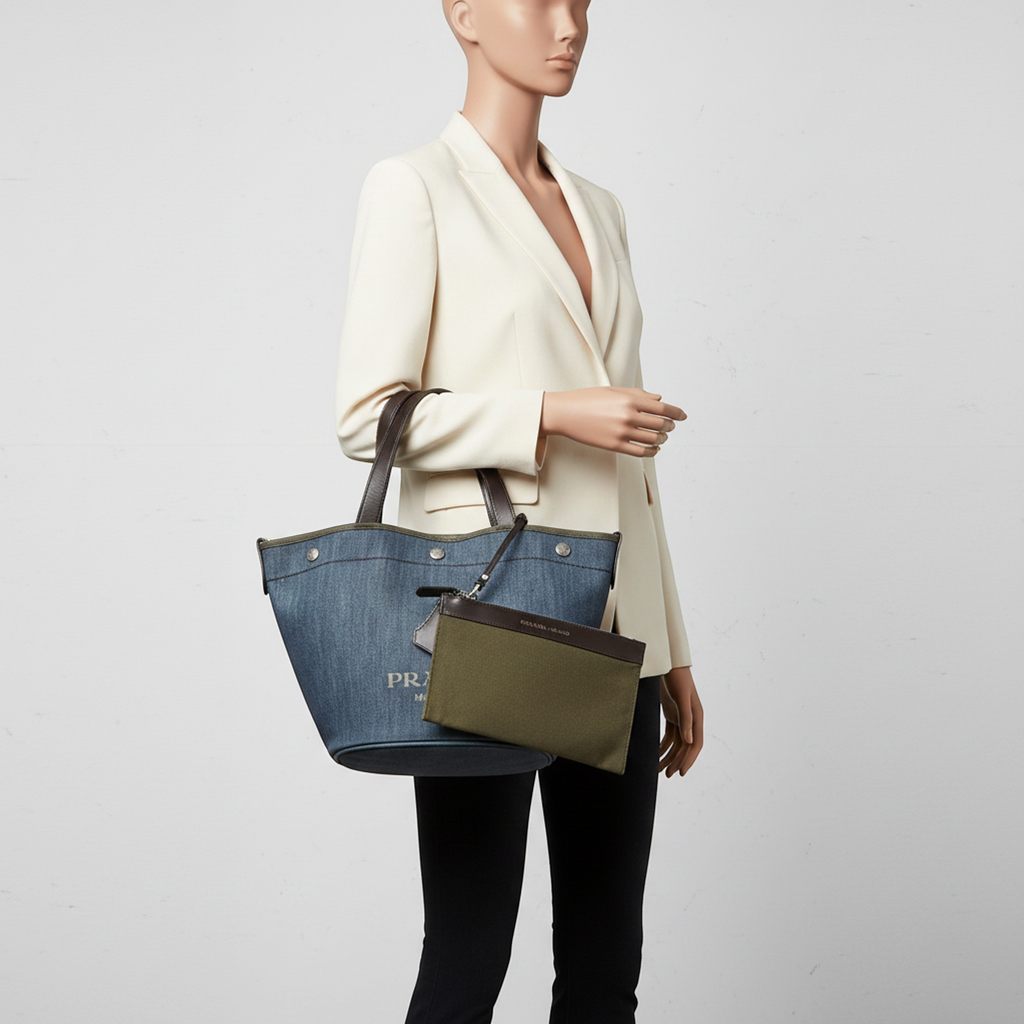 Prada Denim · Leather Tote