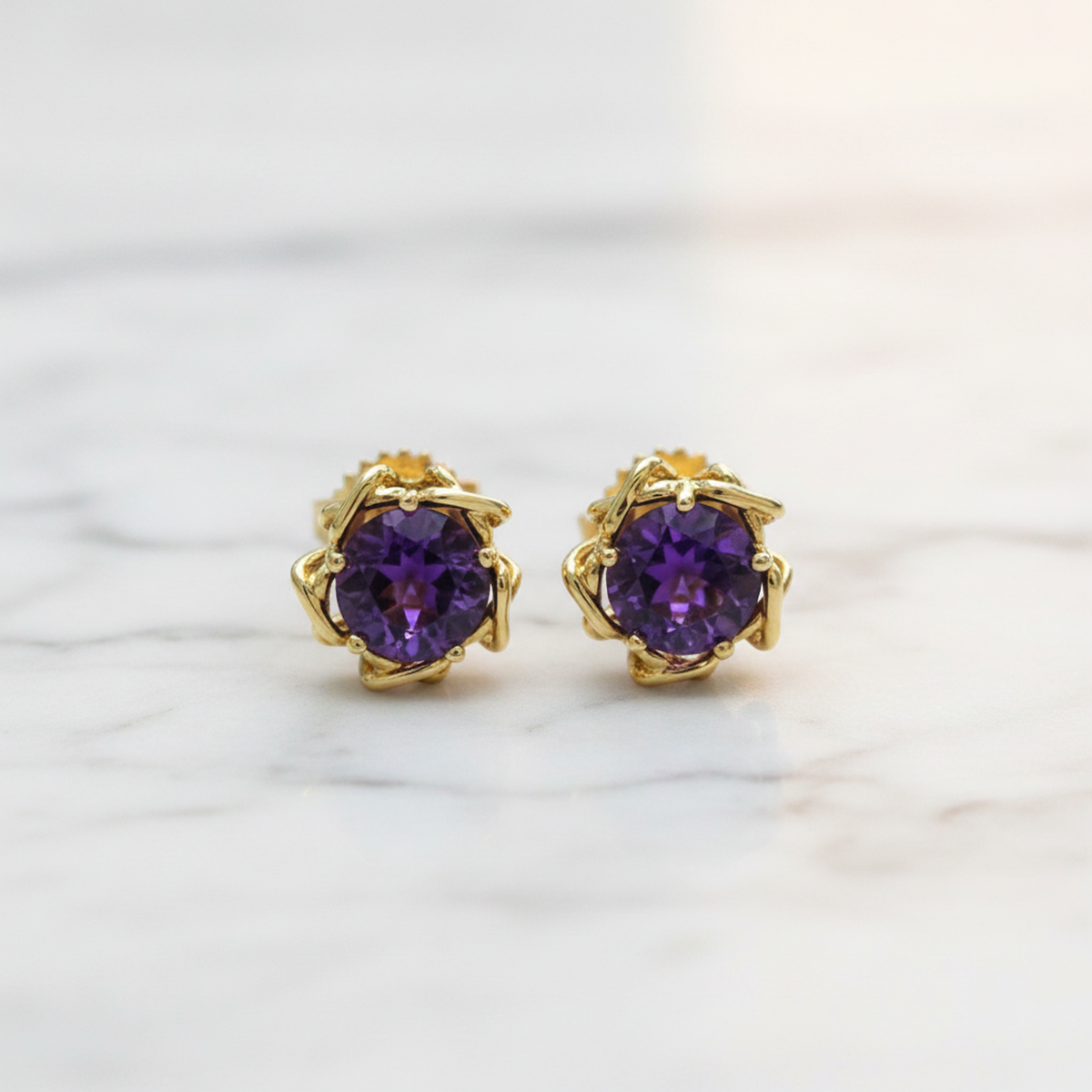 Tiffany Amethyst Studs · 18K Yellow Gold